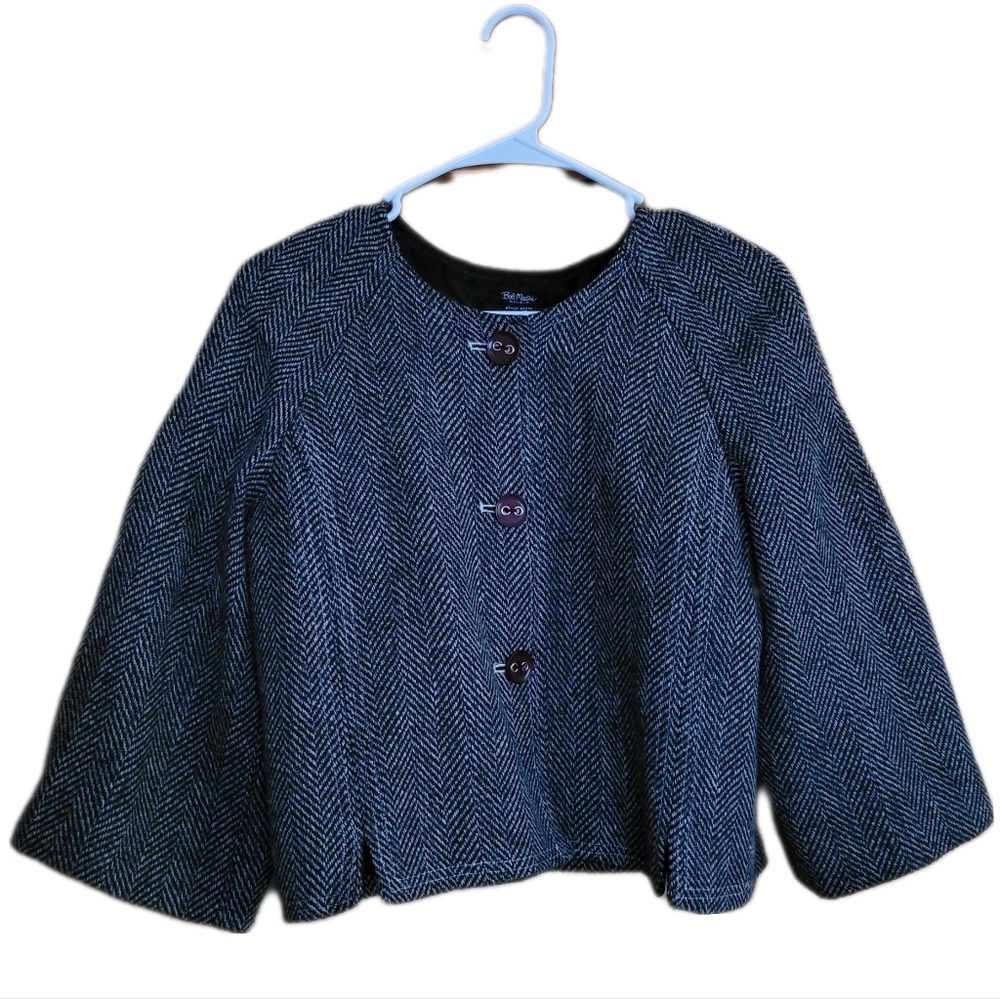 BOB MACKIE Studio Herringbone Blazer - Short Coat, Wool - Size 10